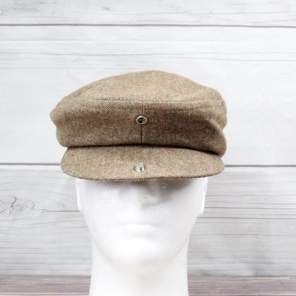 Vintage! Hatterdashery Wool Tweed Brown Tan Snap Cabbie Newsboy Cap Size S - Picture 3 of 10